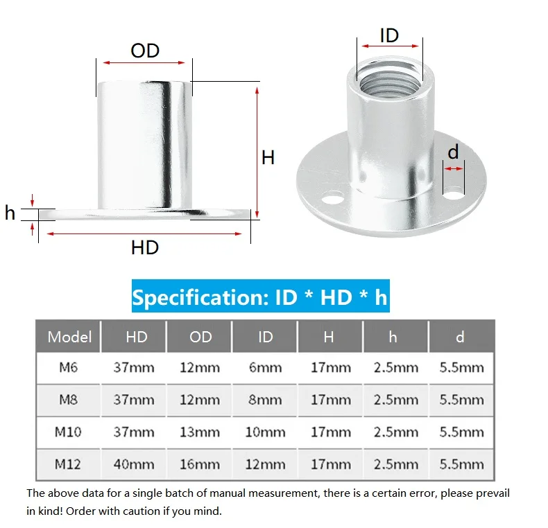M6 M8 M10 M12 Carbon Steel Iron Plate Nut Three-hole Flange Nuts Coupling Thread Fastener Lock Sofa Furniture Accessory T Nuts