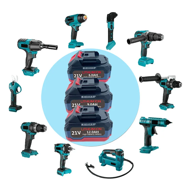 For Makita 18V-21V For Makita Tool Lithium Battery 6.0ah 9.0ah 12.0ah Fast Charging Safety Certified for Electric Drill/Driver