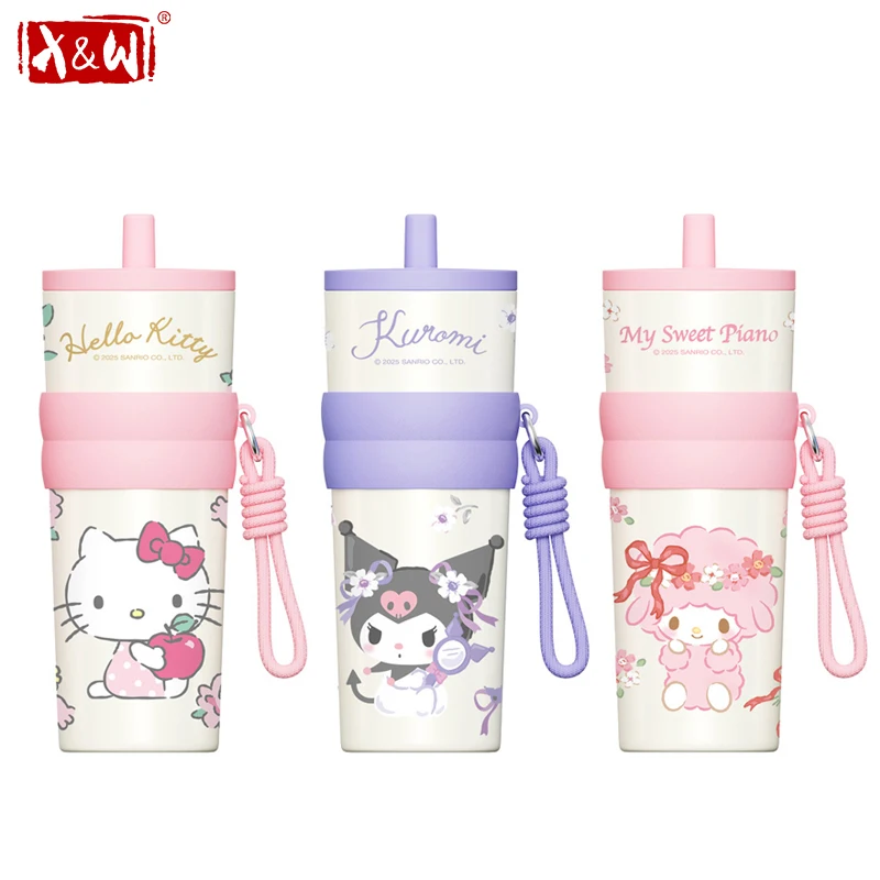 X&W For Sanrio Hello Kitty Thermos Cups 720ML Cartoon Insulated Cups Keep Hot & Cold Tumbler Stainless Steel Coffee Cup Car Cups