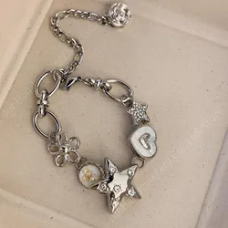 Aesthetic Heart Star Chain Bracelet All-match Fairy Love y2k Jewelry Daily Niche Design Commuter Accessories For Women Girls