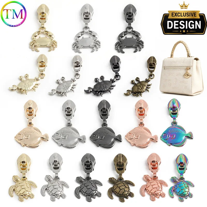 

10/50pcs Marine Animal Zipper Pull Sliders #5 Nylon for Bags Backpack Clothes Zip Repair Replacement DIY Sewing Kit