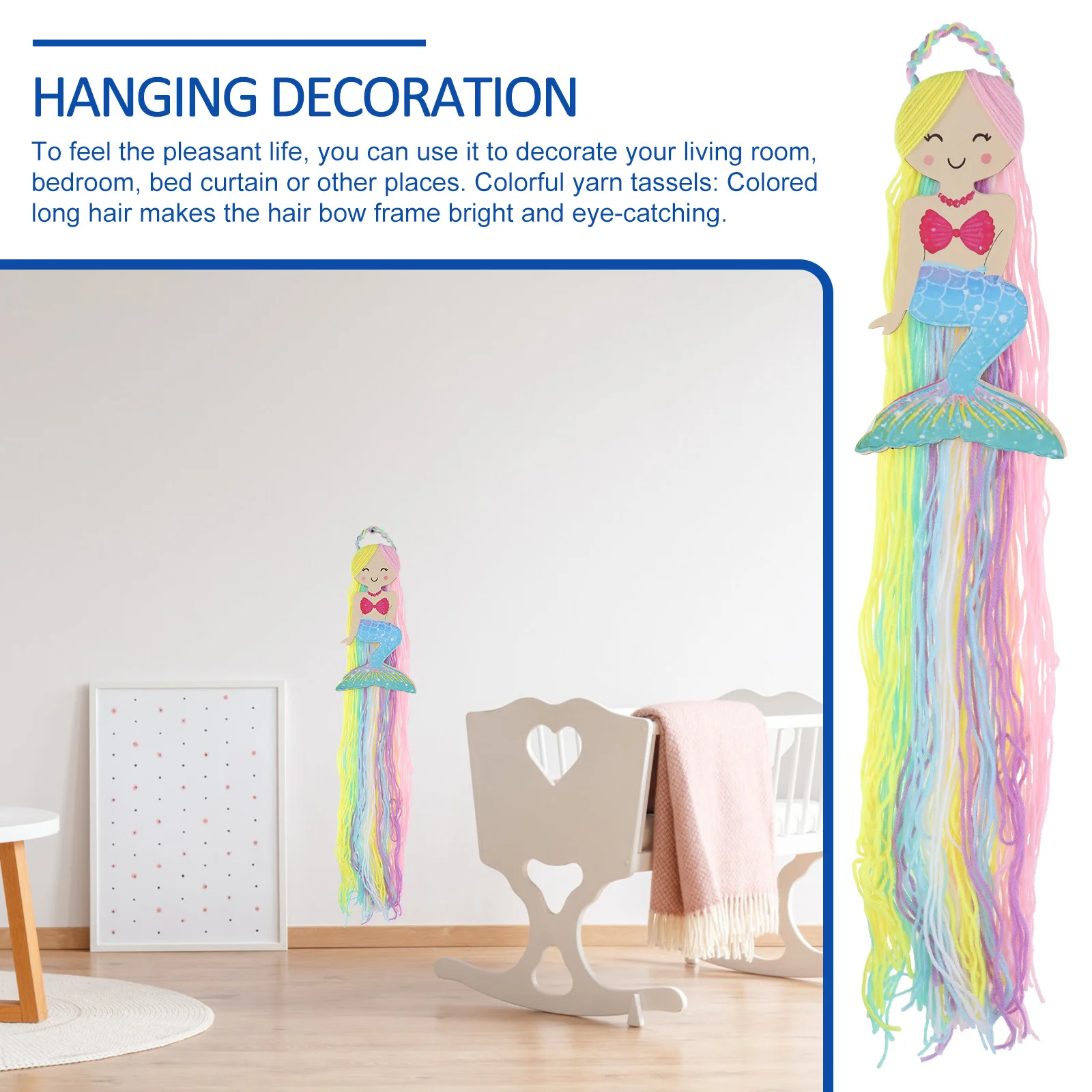 

Настенный органайзер для заколок в виде русалки с кисточками, функциональный декор для детской комнаты