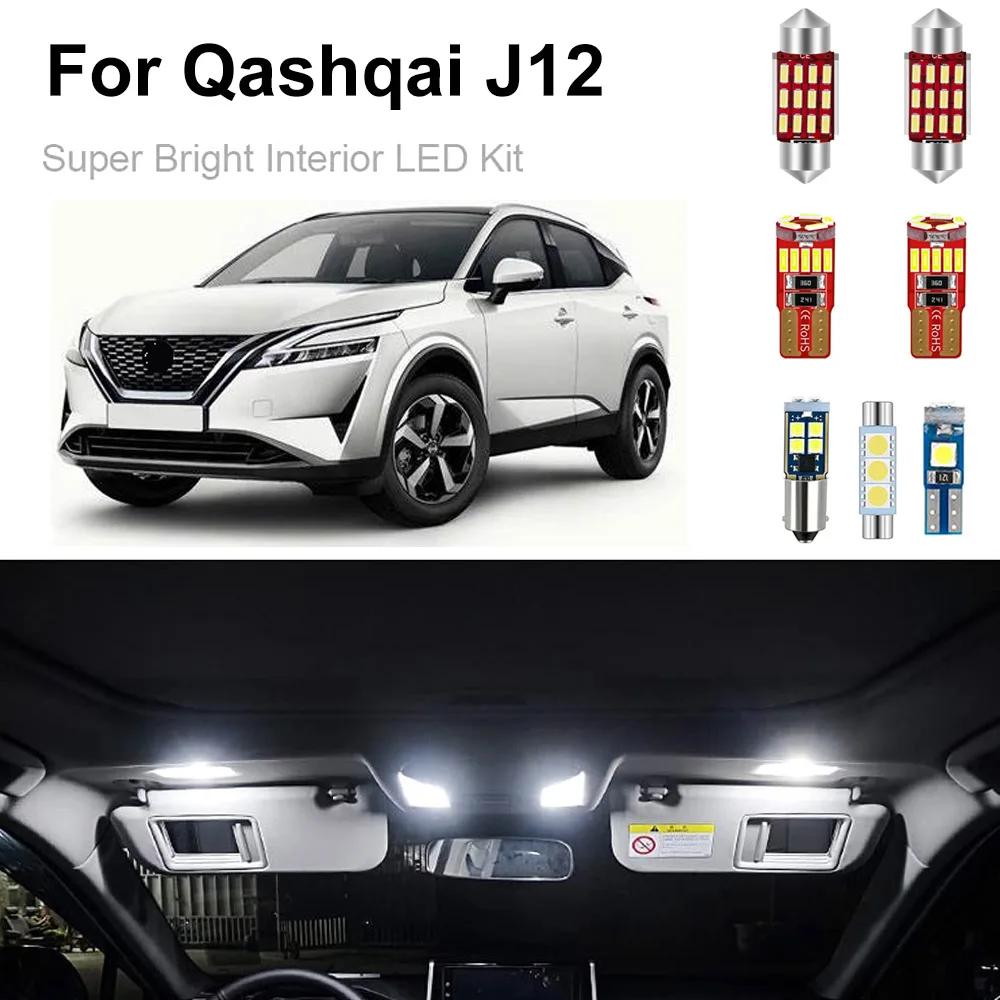 Car Led Interior Light Kit For Nissan Qashqai J12 2021 2022  Dome Map License Plate Light Canbus