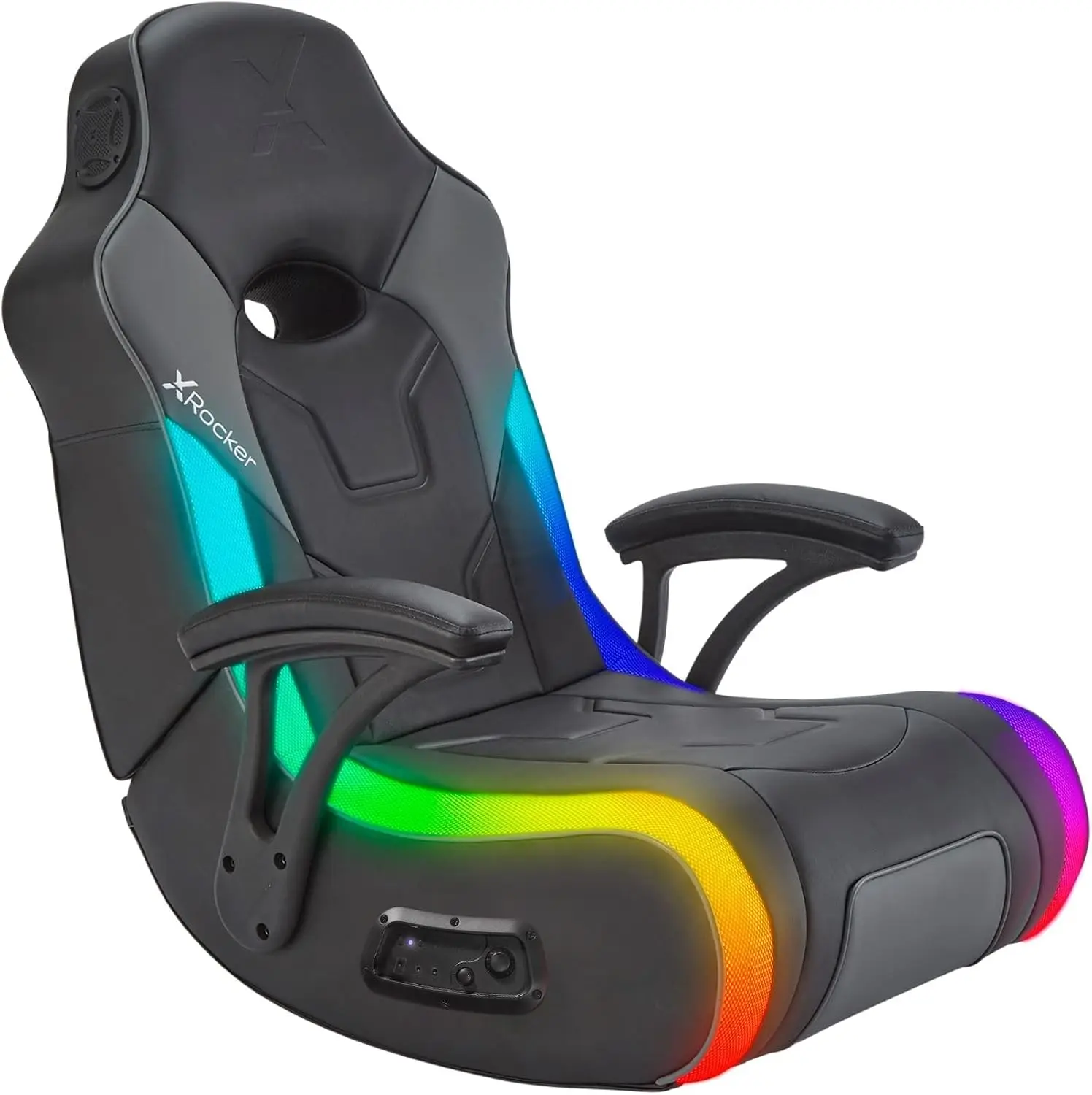 Video Gaming Floor Rocker Chair, Built-in Audio, College Dorm Essentials for Guys and Girls, Bedroom, Foldable, Gifts for Gamers