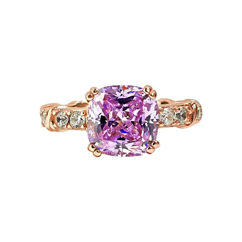 925 silver purple rock sugar ring set with 4-carat colorful ice flower cutting Italian craftsmanship, bursting with brilliance