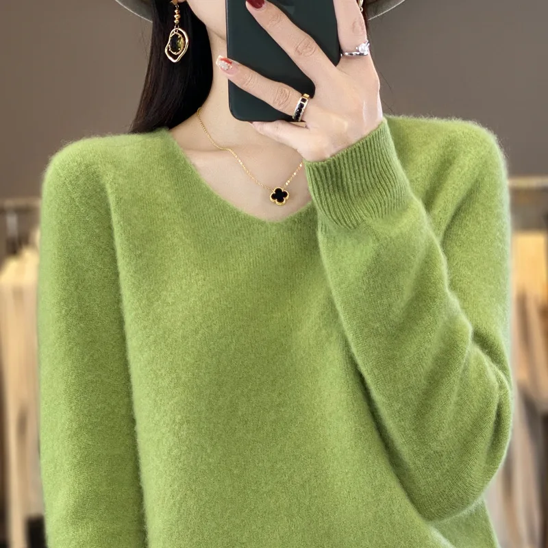 2025 100% lana merino nuovo maglione di cashmere maglione da donna in autunno e inverno moda o-collo autunno caldo pullover top