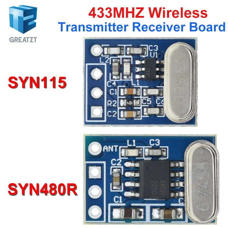 GREATZT 433MHZ Wireless Transmitter Receiver Board Module SYN115 SYN480R ASK/OOK Chip PCB for arduino