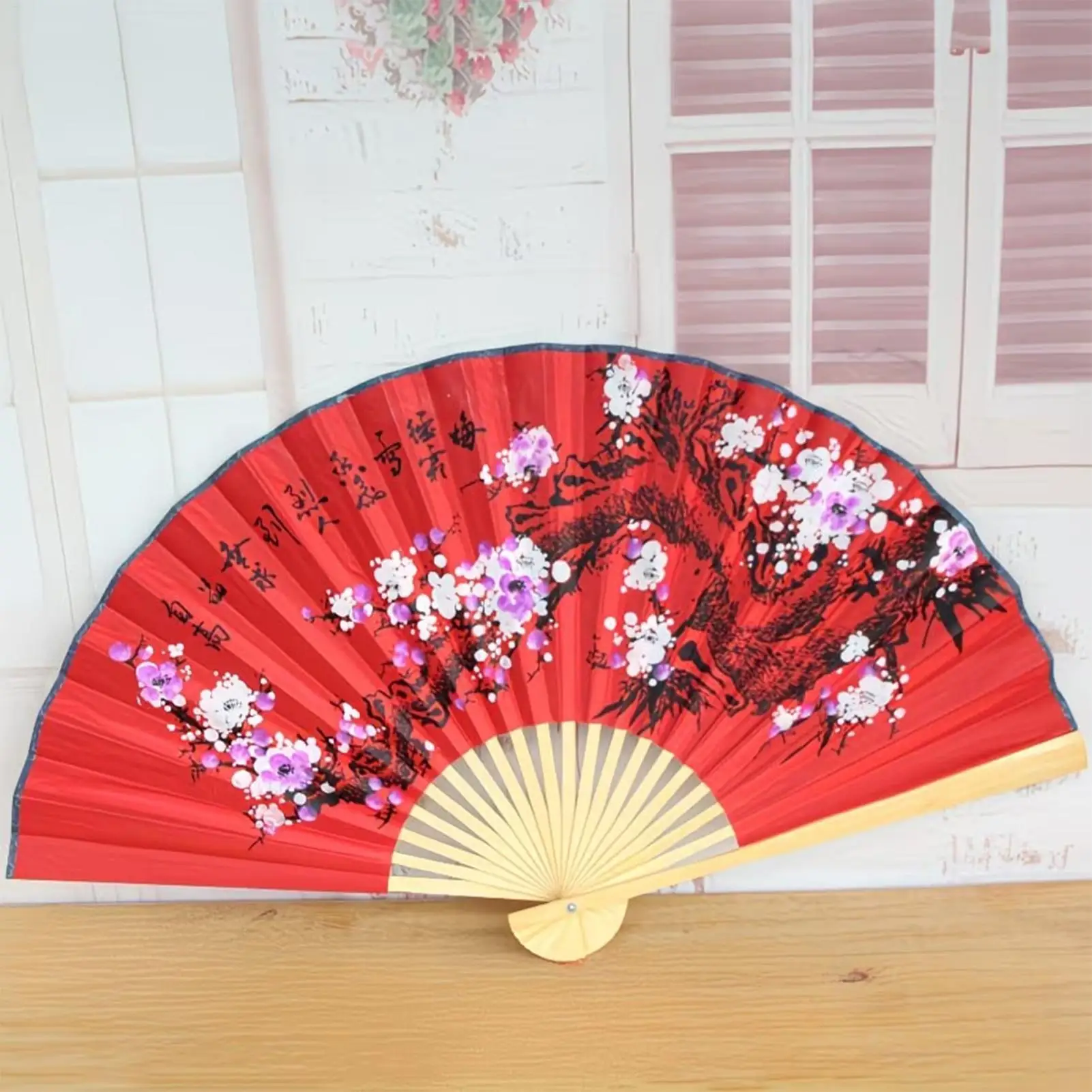 1PC Giant Wall Fan Traditional Foldable Vintage Chinese Style Decorative Fan For Music Festival Dance Party Living Room Weddings