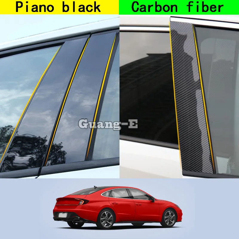 

For Hyundai Elantra Avante 2021 2022 2023 2024 Car PC Material Pillar Post Cover Door Trim Window Piano Black Molding Sticker