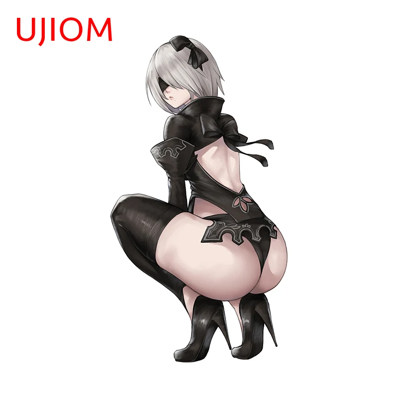 UJIOM Sexy Girl NieR 2B Wall Sticker Squatting Fashion Personality Chic Creative Picture Decal Game Room Veneer Decoration