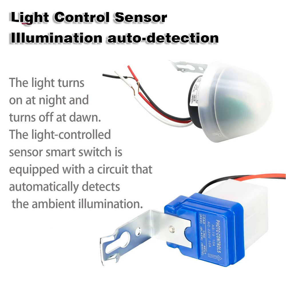 Automatic On Off Photocell Street Lamp Light Switch Controller DC 24V AC 110V 220V 50-60Hz 10A Photo Control Sensor Switch