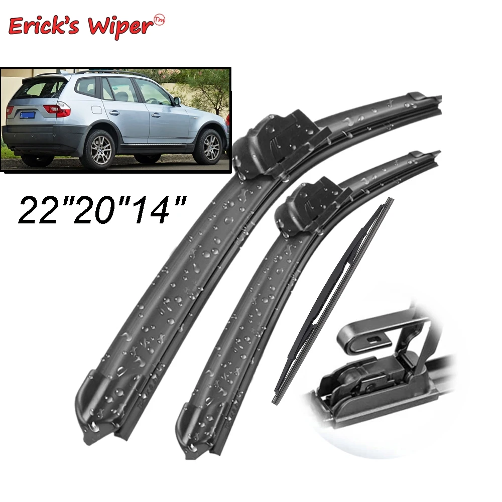 

Erick's Wiper LHD Front & Rear Wiper Blades Set Kit For BMW X3 E83 2004 - 2010 Windshield Windscreen Window Brushes 22"+20"+14"