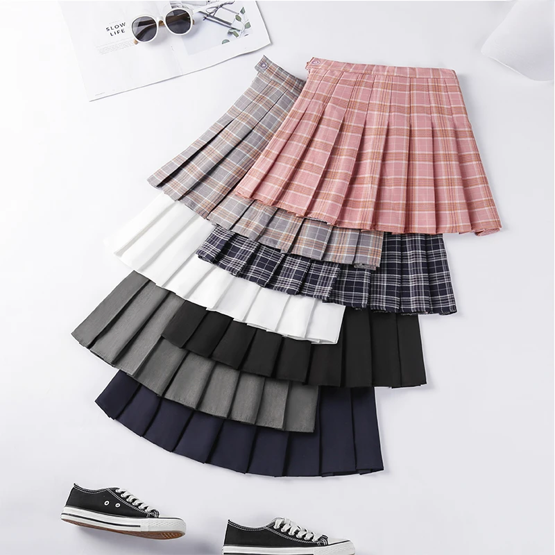 Women's Skirt Without Shorts Fashion Korean Style Ropa Black Harajuku Plaid Falda Short De Mujer Mini Pleated Skirts For Girls