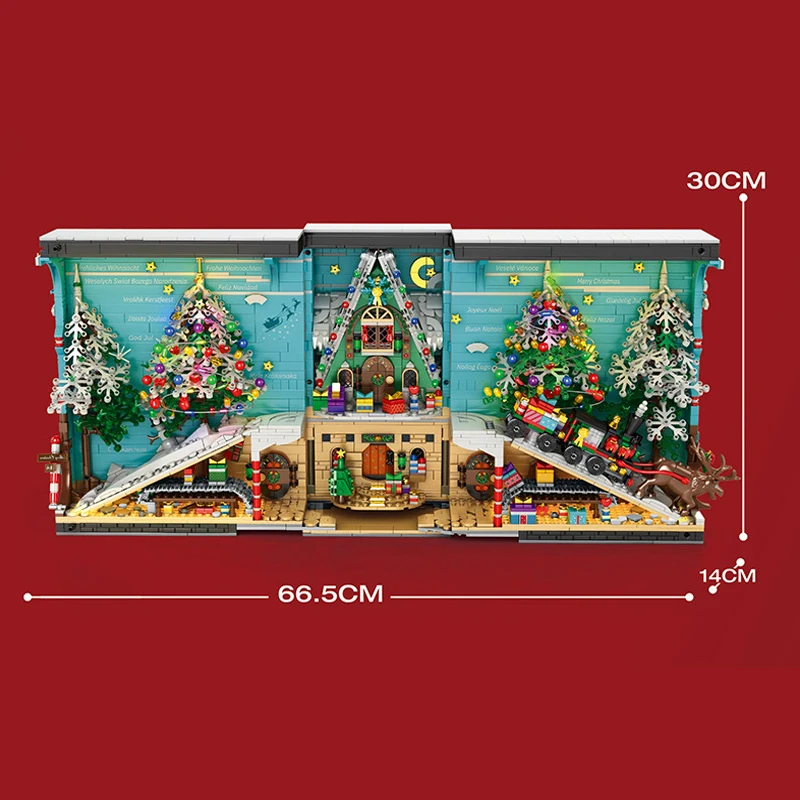 MOC-Serre-livres de Noël créatifs pour enfants, blocs de construction, briques d'assemblage, modèle de jouets, coffret cadeau, en stock, 66033