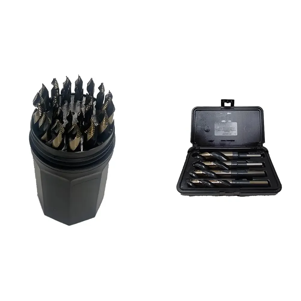 22903 1/16 in. - 1/2 in. Super Premium Black and Gold Oxide Hi-Molybdenum Steel Drill Bit Set, 29-Piece, grey