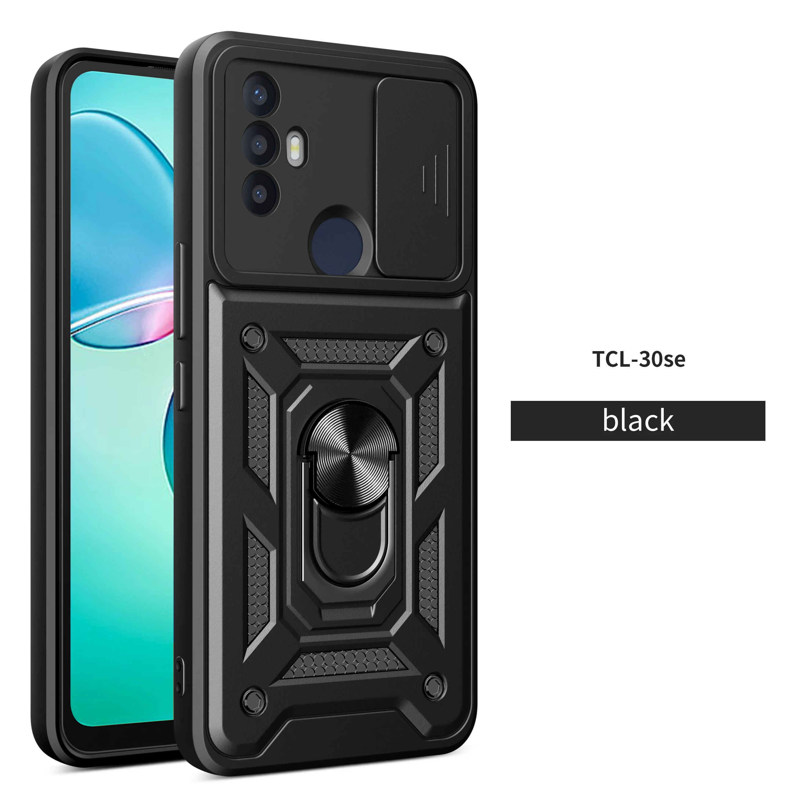 Funda para TCL 30 SE, TCL 40 SE, TCL 50 SE, con Anillo Magnético, Protector de Cámara Deslizante y Cubierta Trasera