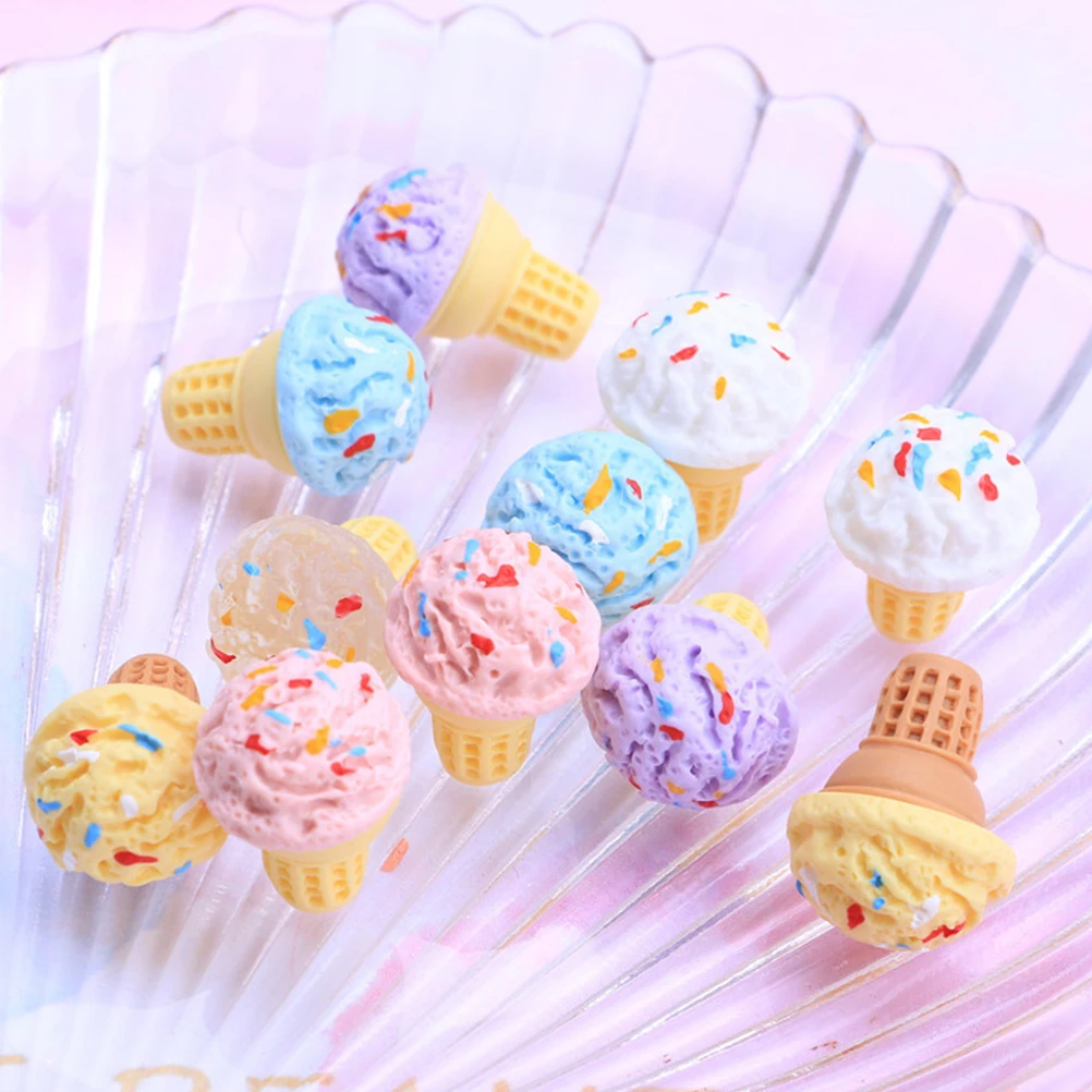 

24pcs Ice Cream Sweet Cone Play Food Miniature Dessert Diy Decor For House Kitchen Pretend Play Micro Landscape Tiny House