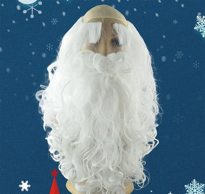 Funny Santa Christmas White Beard Eyebrow Bald Wig Anime Cosplay White Birthday Old Man Dress Up Party Halloween Christmas Props