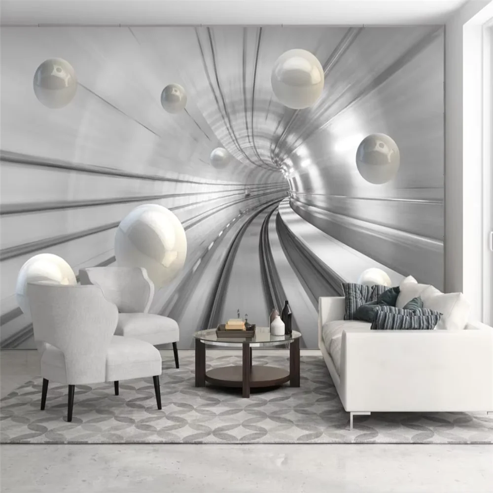 custom Mural tunnel space sphere Wallpaper for Living Room Geometric sphere wallpaper for bedroom walls TV Sofa Study Home Decor
