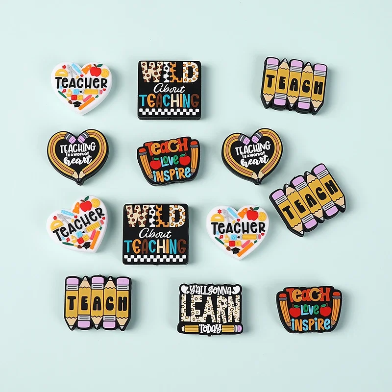 50pcs Wholesale New Teacher Silicone Beads Handwork Focal Beads Baby Toys DIY String Pen Bead Nipple Chain Jewelry Accessories