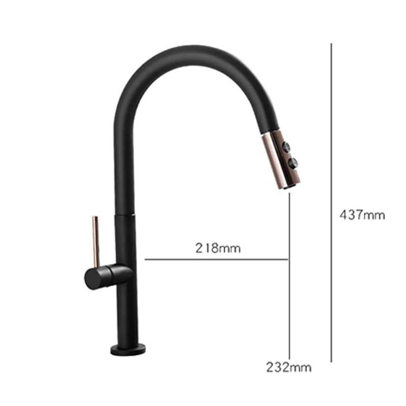 Brass Kitchen Faucet, 2 Modes Spray, Deck Mount, Rotatable Kitchen Faucets, White/Rose Golden, Kitchen Daily Use Pull out