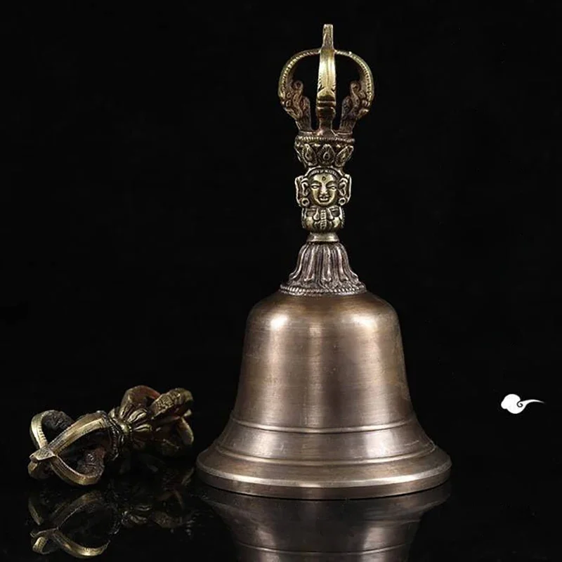 Large Nepal Tibetan Bells Smooth Brass Vajra Bell Pestle Buddhism Meditation Chimes Tibetan Bowls Sound Healing Instrument Gifts