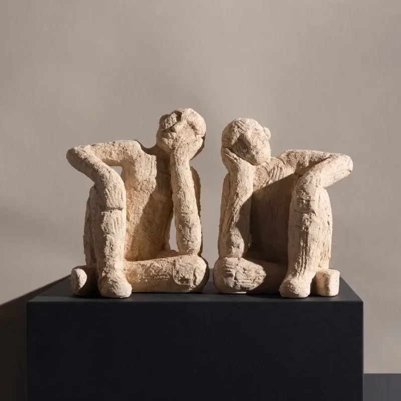 Creative Clay Figurine Sculpture Resin Handicrafts Abstract Figure Ornaments Rely on Portraits Decorative Figurines