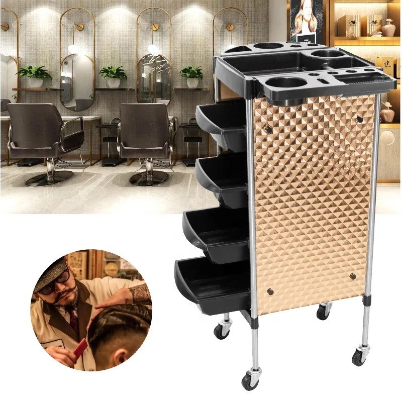 Professional  Salon Trolley Cart Hairdressing Large Storage  With 4 Universal Wheels for Salon Beauty Shop