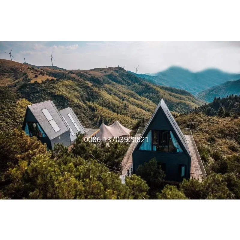 Hotel Mewah Perumahan Kayu Populer Rumah Kecil Modular Rumah Prefab di Hutan