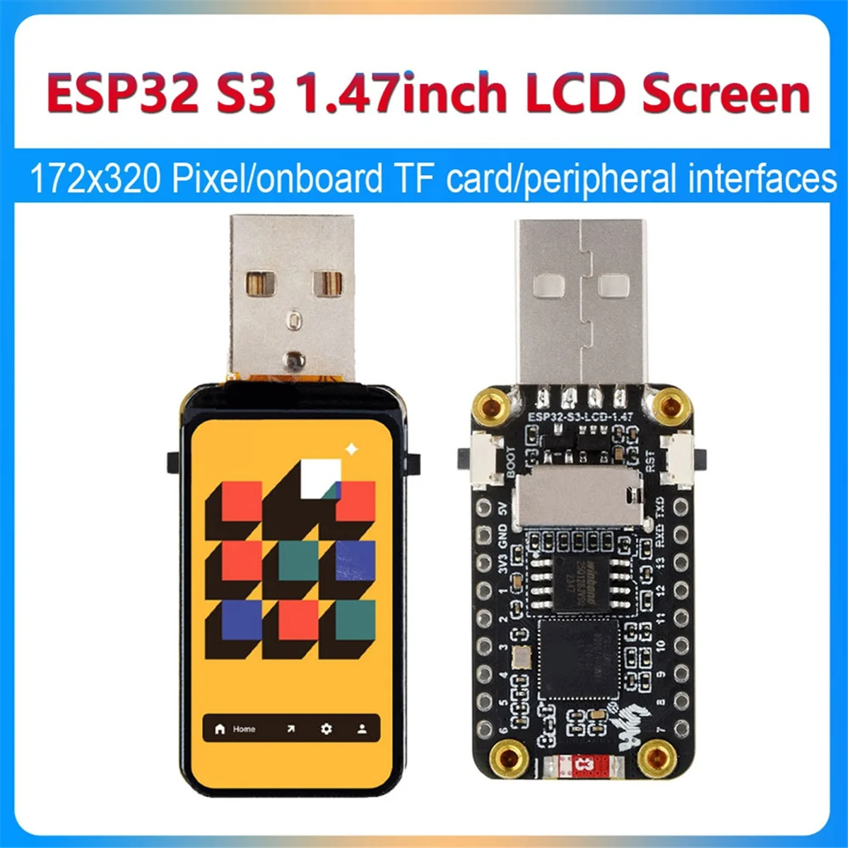GFR5-ESP32-S3 Development Board 1.47 Inch LCD Screen Display 16MB Flash