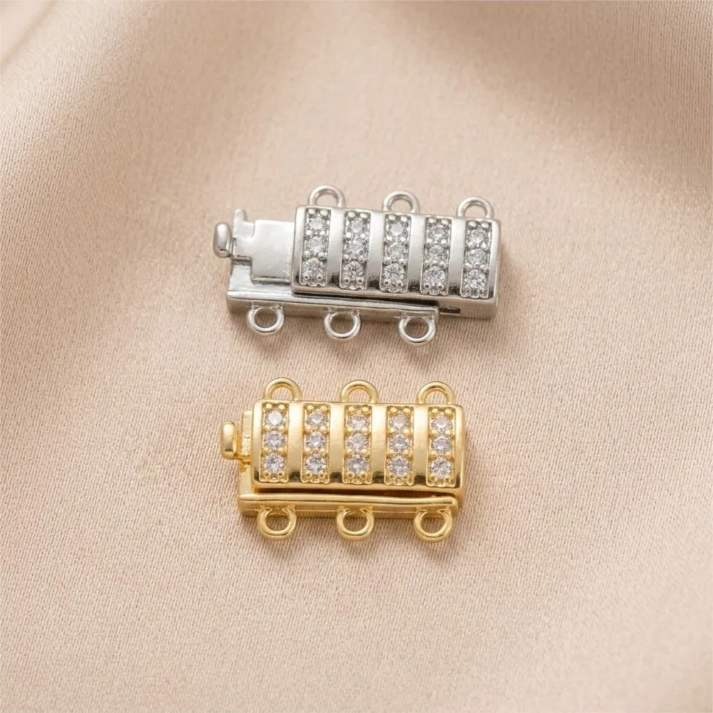1pcs 14K Gold Plated Metal Connector Fastener Clasps Locks with Zircon For DIY Bracelets Necklaces Jewelry Making Accessories view 3