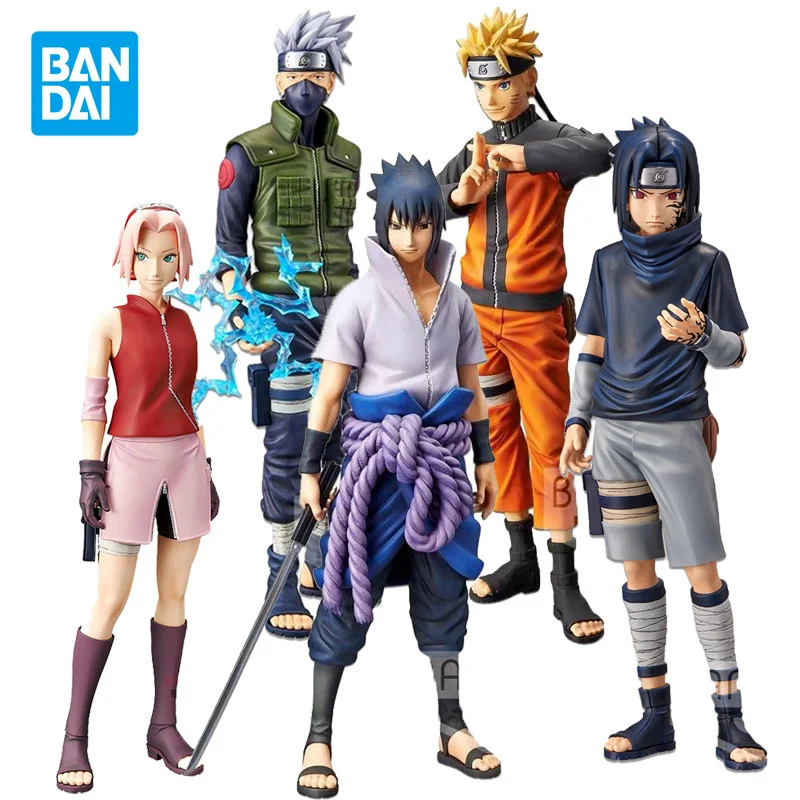 Bandai Original Anime Naruto Action Figures Grandista Haruno Sakura Hatake Kakashi Uzumaki Naruto Uchiha Sasuke Kids Toys Gifts