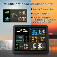 Multifunction Weather Station Wireless Indoor Outdoor Thermometer, Color Display Digital Weather Thermometer Forecast Station