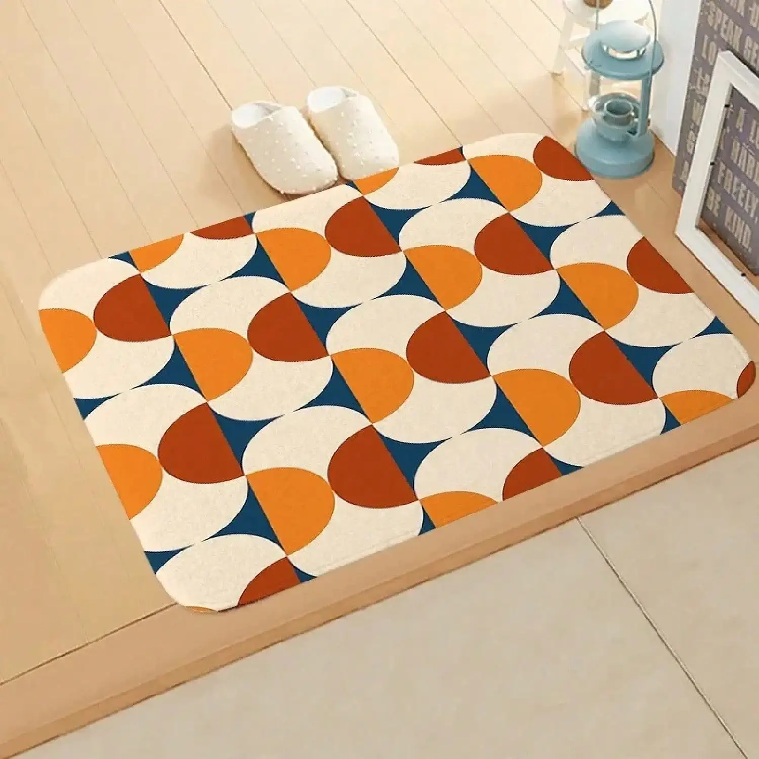Vikamara Flannel Modern Geometric Pattern Soft Welcome Mat For Bathroom, Bedroom, Kitchen, Slippery Area, Carpet, Home Decoratio