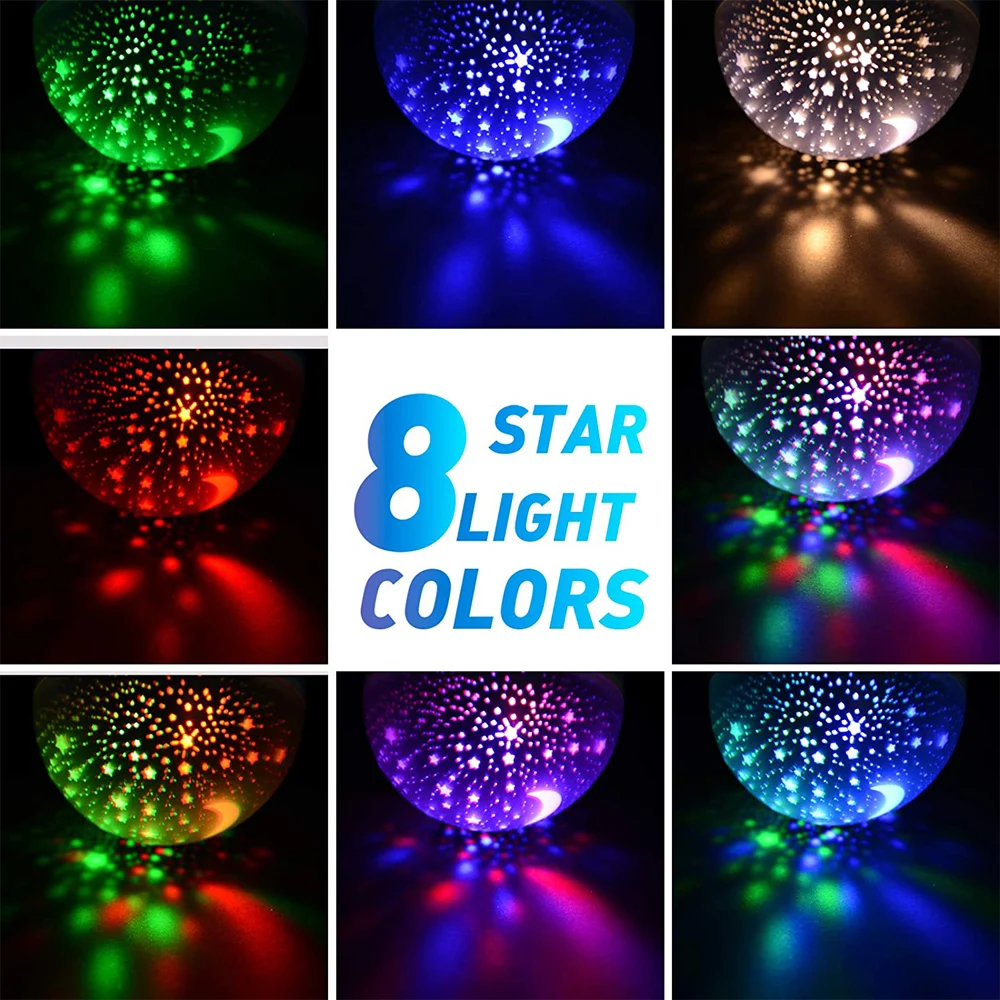 Kids Night Light Nebula Star Projector 360 Degree Rotation 12 Light Color Changing with USB Cable Romantic Gifts for Women Child