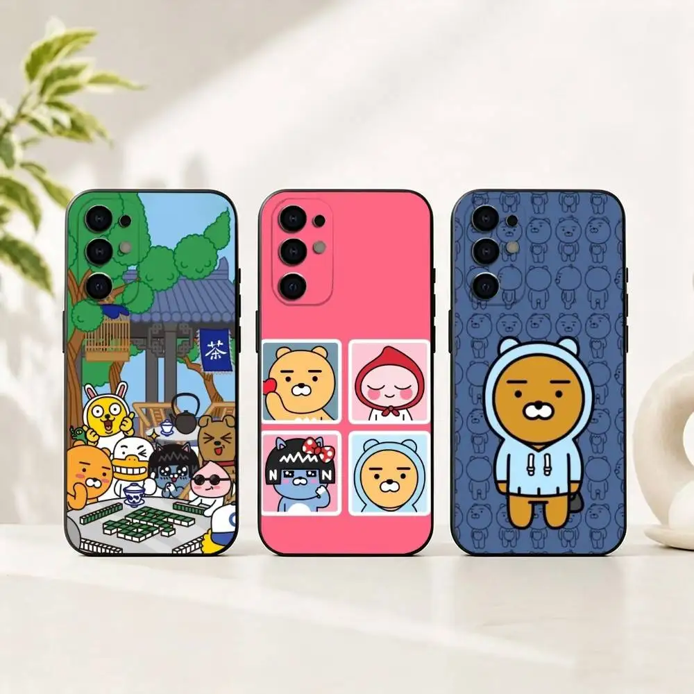 Cute Cartoon K-Kakao Friends Phone Case Black Silicone Soft For Samsung S25,S24,S21,S22,S23,S30,Ultra,S20,Plus,Fe,Lite