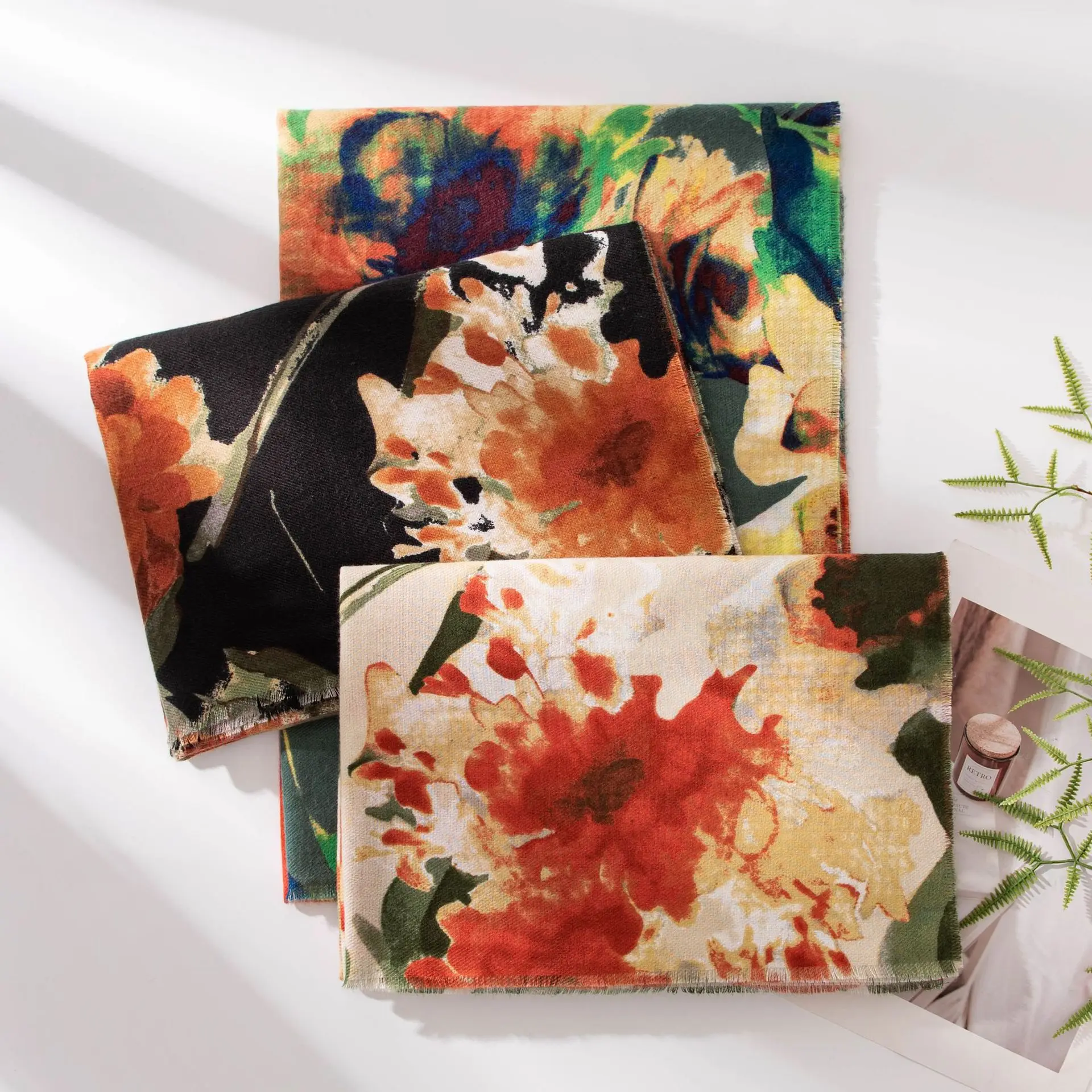 المتقدمة المألوف التنقل طباعة تقليد الكشمير المرأة وشاح أنيق النمط الصيني الدافئة الرقبة وشال مقاومة البرد