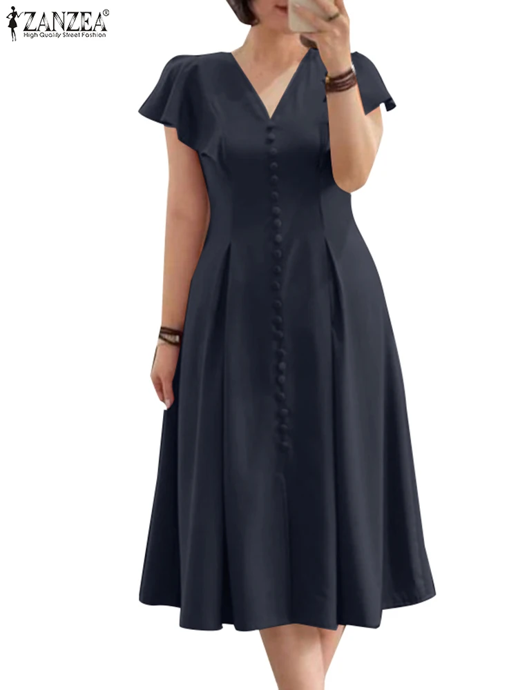 zanzea women o neck short sleeve dress ZANZEA Women O Neck Short Sleeve Dot Printing Dress With Pockets Maxi Dress