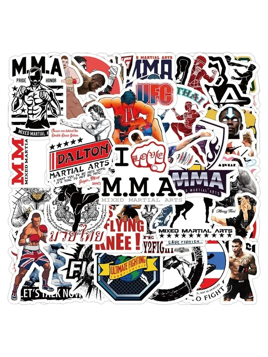 50 Competitive Sports Series MMA Graffiti Stickers Car Trunk Drinking Glass Sticker Decoration