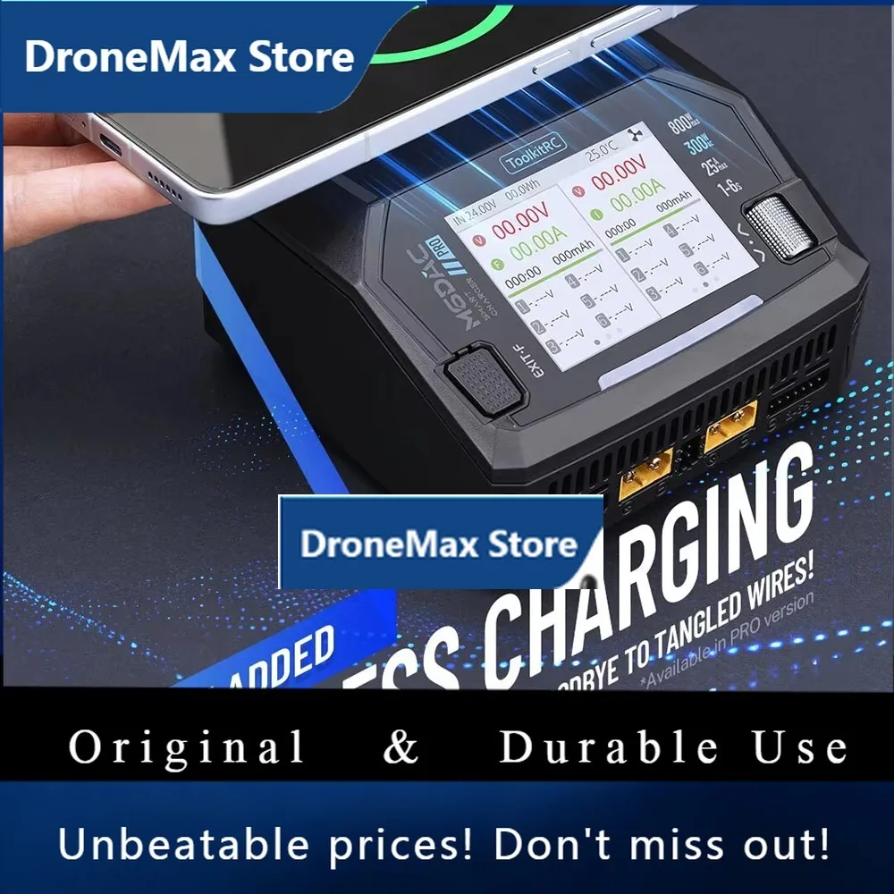 DroMaToolkitRC M6DAC PRO V2 Dual Channel Smart Lipo Battery Charger Discharger AC 200W DC 800W 16A For 1-6S LiHV LiPo PD65W FPV