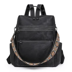 2025 New Women Leather Waterproof Anti-theft Fashion Designer Multifunctional Large Capacity Retro Travel Backpack Shoulder Bag