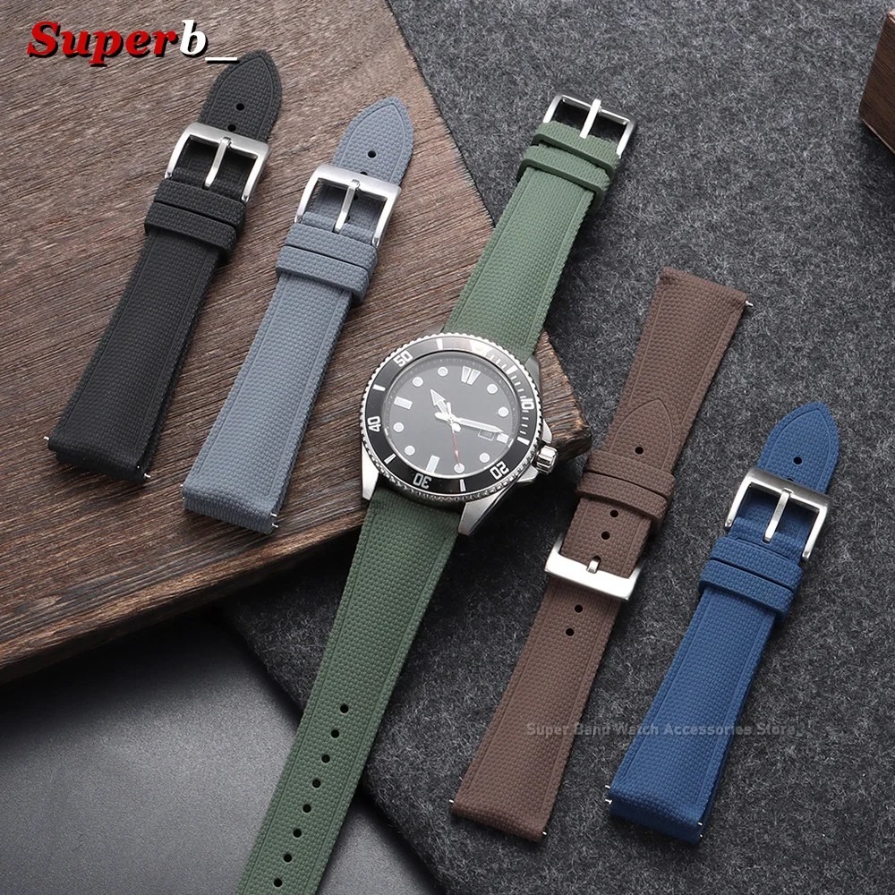 Bracelet de montre en caoutchouc fluoré FKM imperméable 20 mm 21 mm 22 mm, bracelet de montre sport universel pour hommes et femmes, bracelet de montre FKM pour Omega Seiko