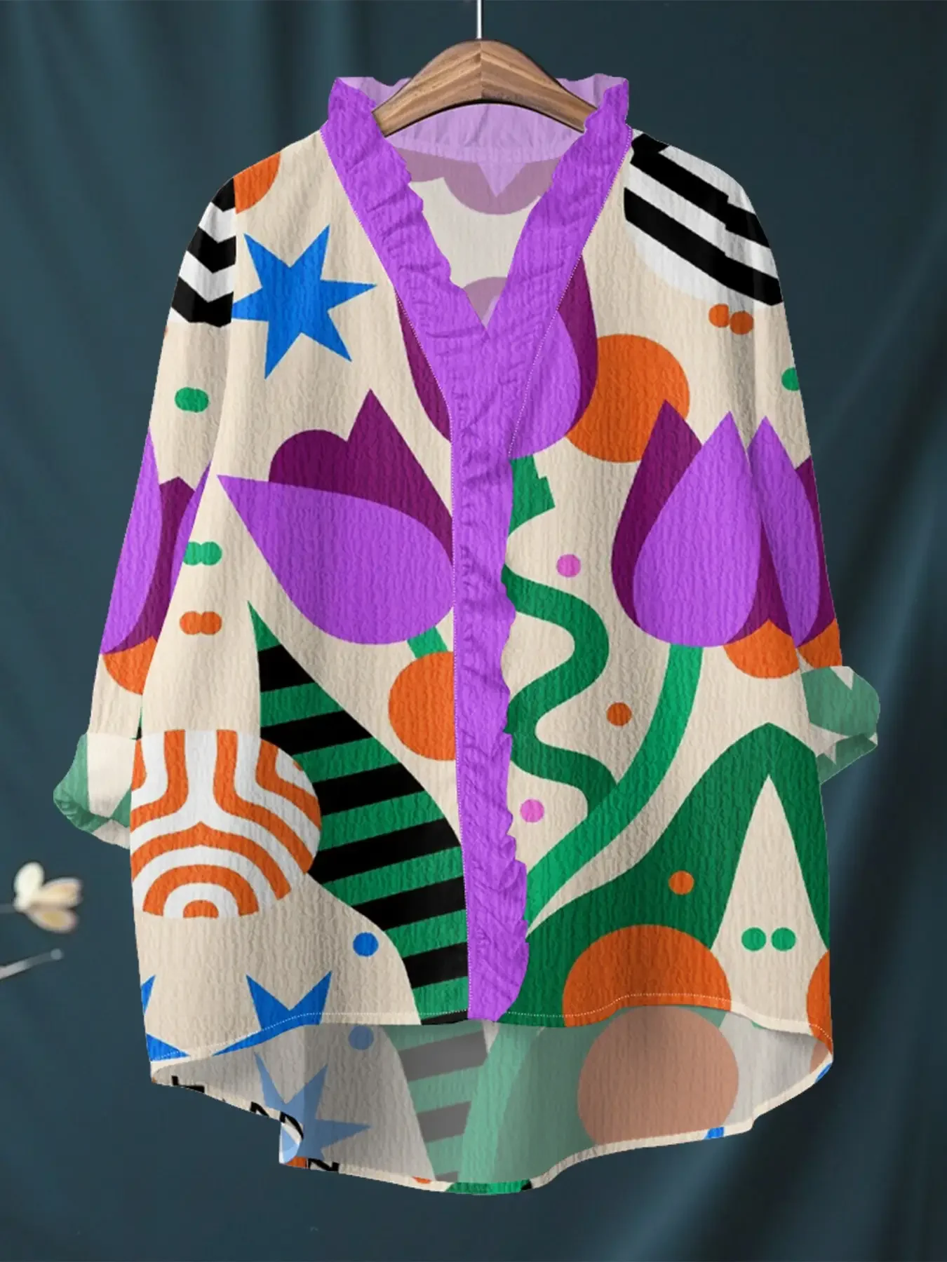 2026 new V-neck casual top, women's long sleeved lace shirt, Long sleeved shirt - elegant ruffle collar