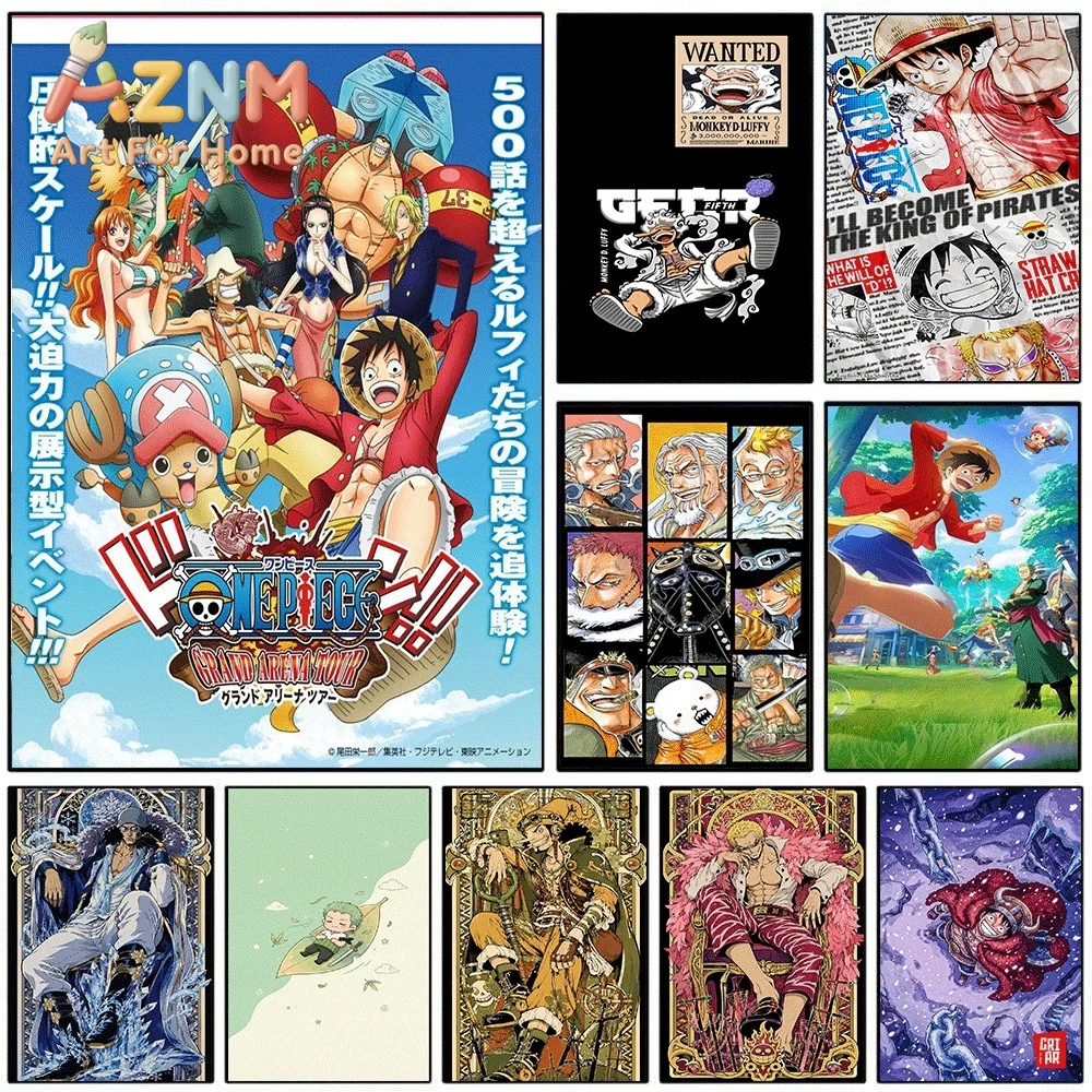 One Piece Anime Canvas Wall Art No Frame Straw Hat Pirates Luffy Zoro Nami Chopper Manga Print Poster for Bedroom Living Room