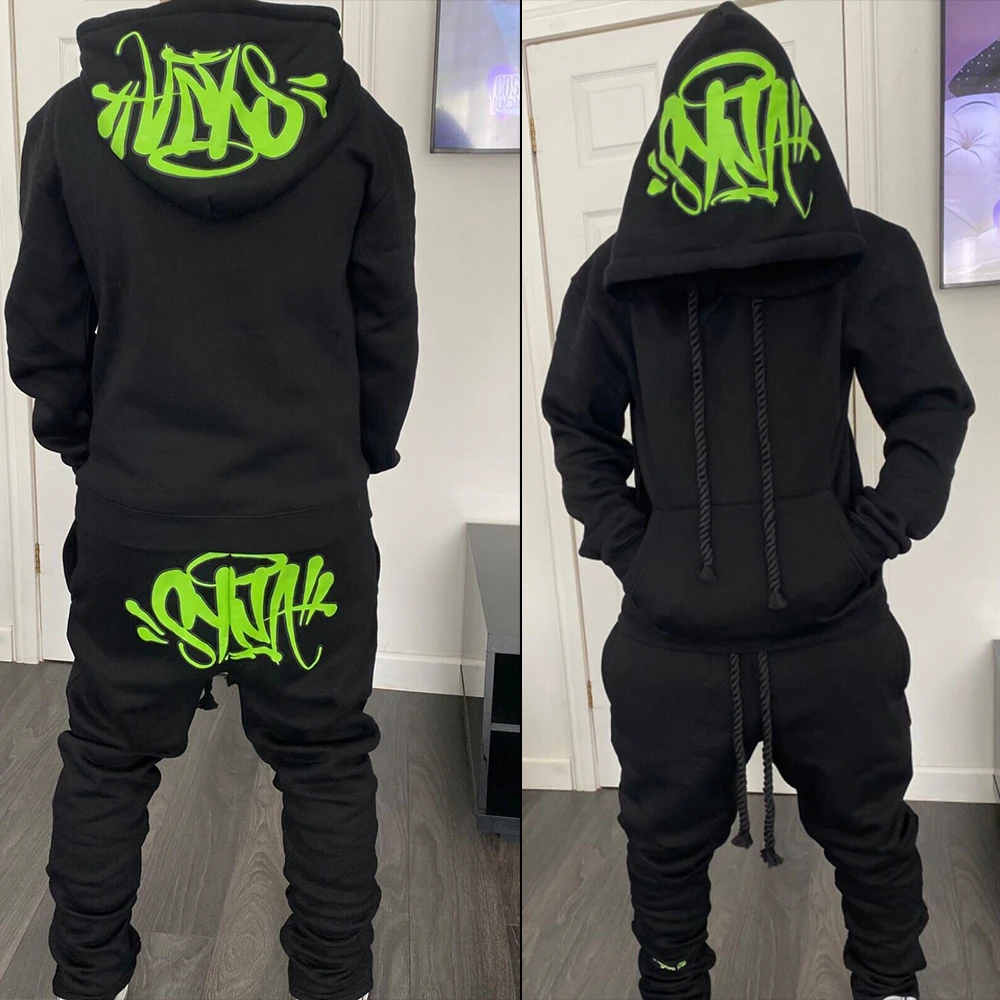 Sy-world Fashion Street Casual Tracksuits Tops Long Pants Set Winter Cotton Hip Hop Men Women Hooded Sweatshirt Sports Trousers