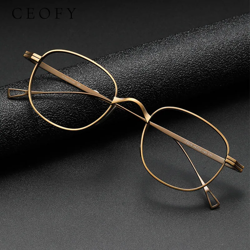 Ceofy Men Titanium Vintage Eyeglasses Frame Ultra-Light Myopia Optical High Degree Prescription Glasses Frame Women Men Eyewear