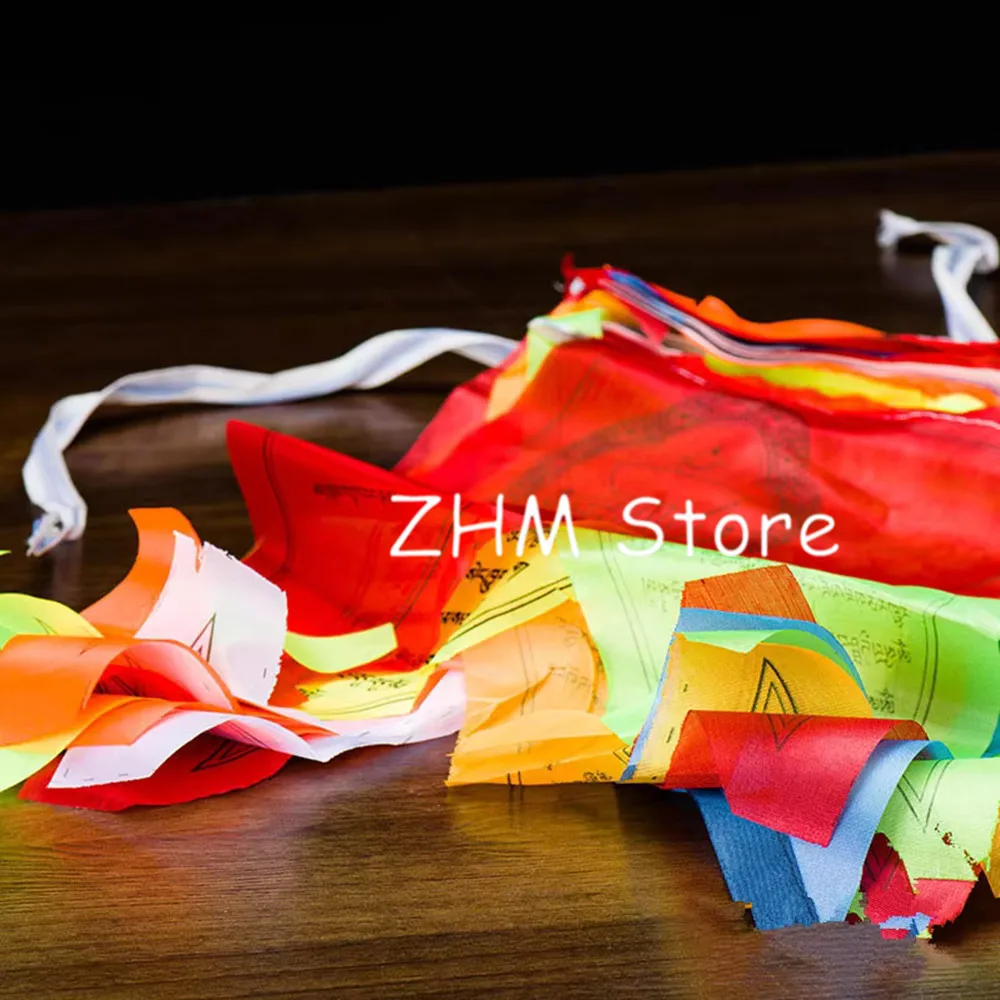 5 Colors Elements Silk Cloth Wind Horse Tibetan Buddhist Pennant,Hanging Decorate Clear Pattern 25pcs/string Prayer Flags