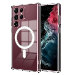 Original For Magsafe Magnetic Case for Samsung Galaxy S24 S23  S22 Plus Ultra Wireless Charging Shockproof Clear Case Cover