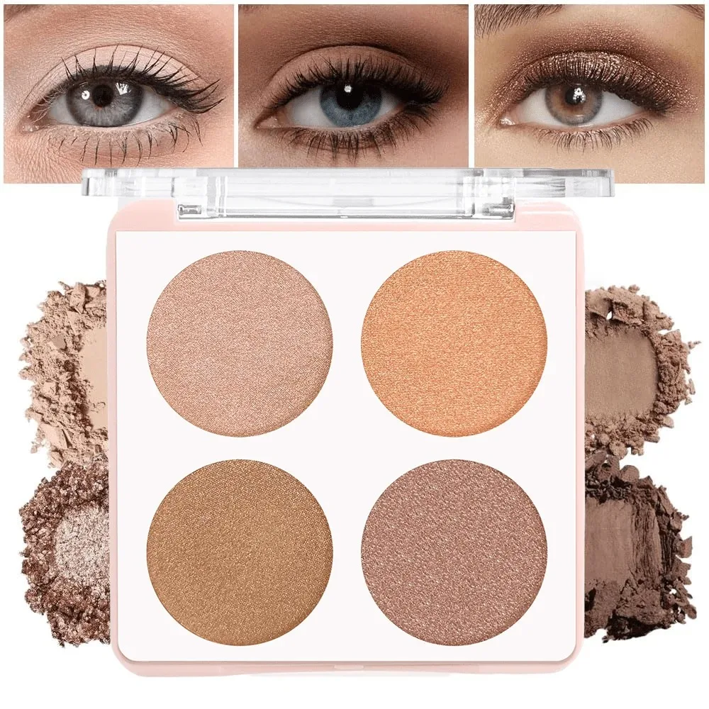 Waterproof Matte Glitter 4-Color Eyeshadow Palette Brighten Eyes 3D Contour Long-Wear Xmas Winter Holiday Makeup