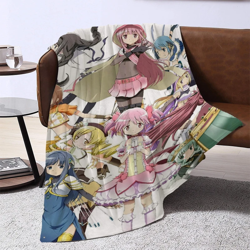 Puella Magi Madoka Magica Anime Blanket Furry Sofa Blankets & Throws Winter Warm Throw Bed Double Fluffy Soft Decorative Custom